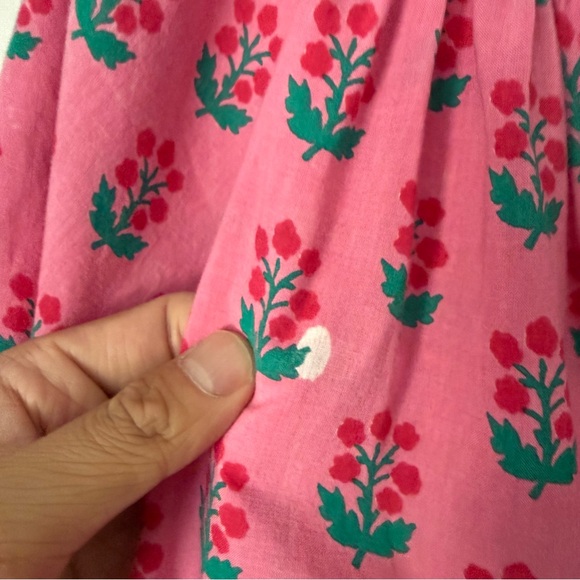 PRINTFRESH pink organic cotton floral puff short sleeve boxy cropped blouse top - Picture 7 of 9